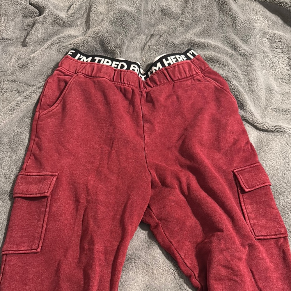 Girrlscout I’m Tired but I’m here Red Cargo Sweatpants